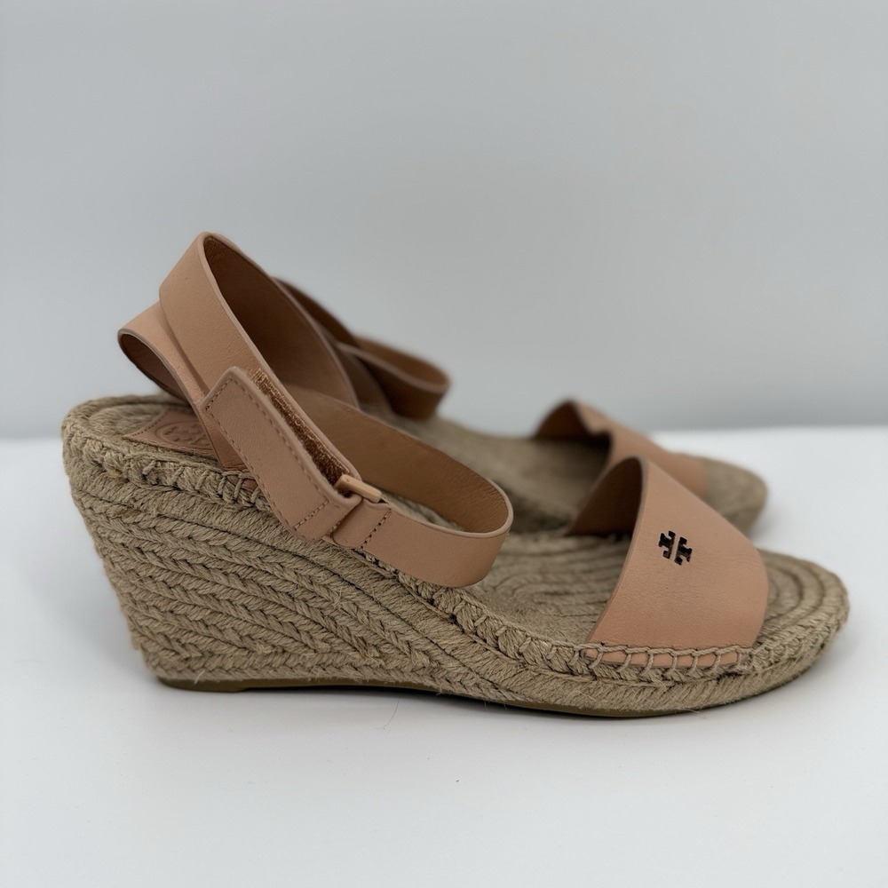 Tory Burch Bima 2 Espadrille Wedge Sandals Size 9 Tan NEW Ankle Strap Open Toe - Picture 3 of 7
